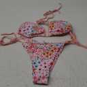 ZAFUL Womens Printed Triangle Bikinis 2 Piece Halter Bikini Sets High Cut Bathing Suit Side Tie Swimsuits M