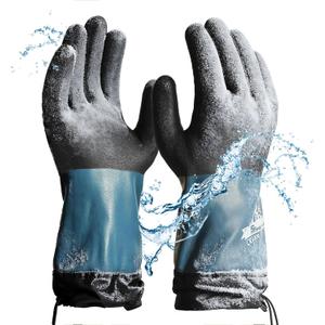 Schwer 100% Waterproof Winter Work Gloves, Long Freezer Glove with Water-based PU Coating, Ultimate Warmth, Non-Slip, Thermal Glove for Outdoor Activities & Daily Work, Hiking, Camping, Washing, XL (Black)