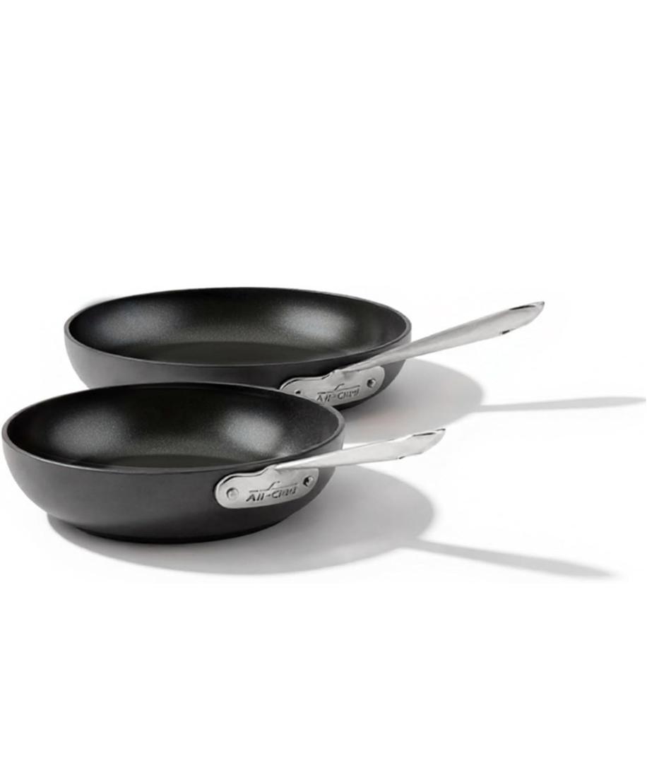 All-Clad HA1 Hard Anodized Non Stick Fry Pan Set 2 Piece, 8, 10 Inch, Induction, Oven Broiler Safe 500F, Pots and Pans Set, Kitchen Frying Pans, Skillets, Premium Cookware, Home, Dishwasher Safe Black