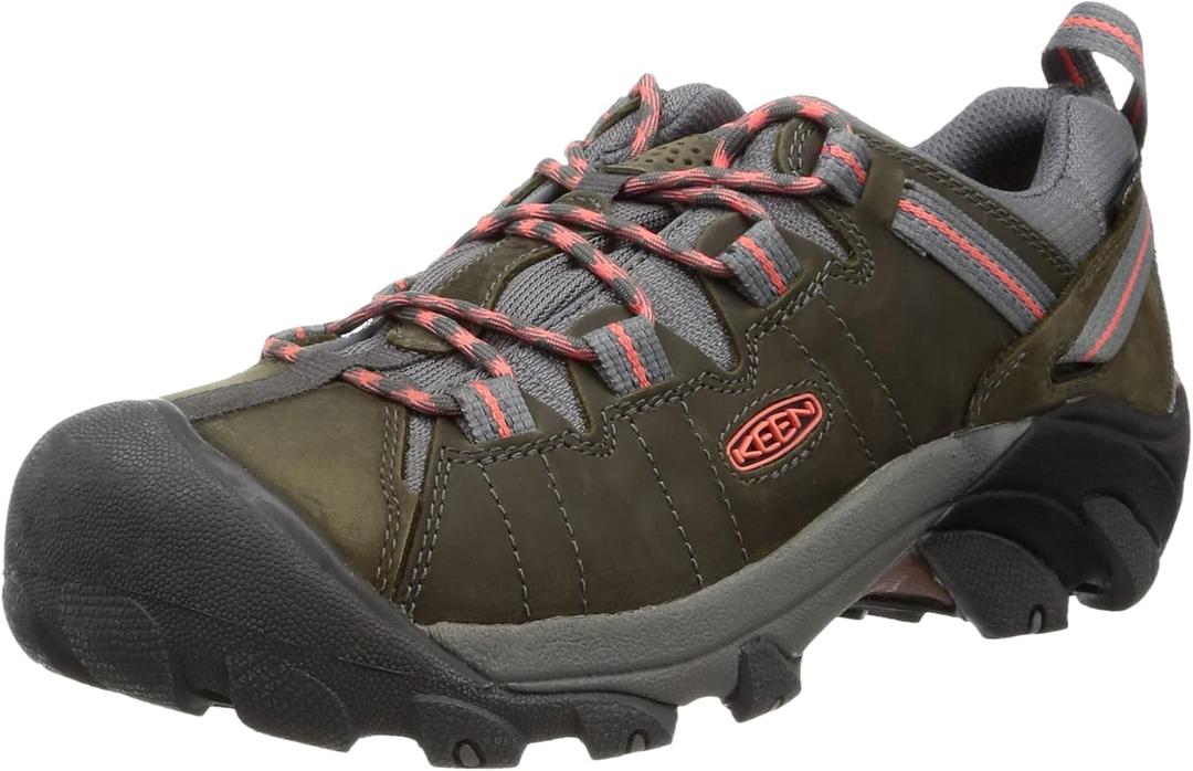 KEEN Women's Targhee 2 Low Height Waterproof Hiking Shoes, Magnet/Coral, 10 US