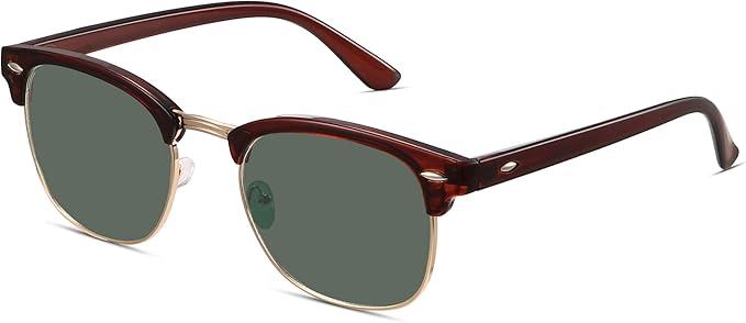 livho Rimless Trendy Polarized Sunglasses Men Women, Retro Sun Glasses for Men Women 2024, Semi Rimless UV Protection Shades