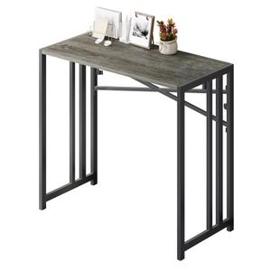 EMODA 35 inch Narrow Folding Desk No Assembly Required, Home Office Portable Desk Study Writing Gaming Computer Table, Black Oak