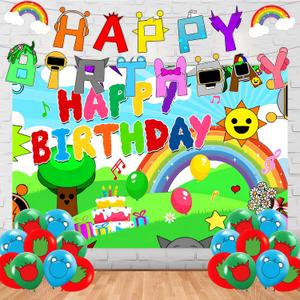 Cartoon Game Birthday Decorations Set Party Supplies Kids Party Favors 2025 with Banner Backdrop Balloons
