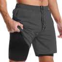Aolesy Men's 7'' Running Shorts Quick Dry Workout Gym Shorts with Pockets, Tennis Training Athletic Liner (Medium, Dark Grey)