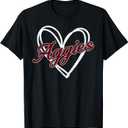 Retro Personalized Aggies-Heart Men Women Kid T-Shirt (Gray, S)