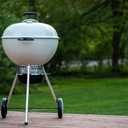 Weber Master-Touch Charcoal Grill, 22-Inch, Ivory Premium Outdoor BBQ Grill with Tuck-Away Lid Holder & OneTouch Cleaning System, PorcelainEnameled Kettle