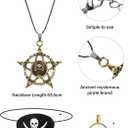 Sintege 5 Pieces Pirate Costume Set, Pirate Hat with Dreadlock Earrings Skull Necklace Eye Patch Sash for Men Women