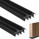 2 Pcs 36 Inch Vinyl Replacement Under Door Seal Replacement Door Bottom with Vinyl Fins Weatherstrip Draft Blocker Adjustable Under Door Bottom Seal with Drip Cap Fits Gaps (Black-A)