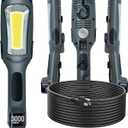 Portable Corded LED Work Light with Outlet in Handle, COB LED, 3000 Lumen 25ft 16AWG 3C SJTOW Cord Handheld Work Light, Strong Magnet, Swivel Hook for Mechanic, Garage, Workshop, Car Repair