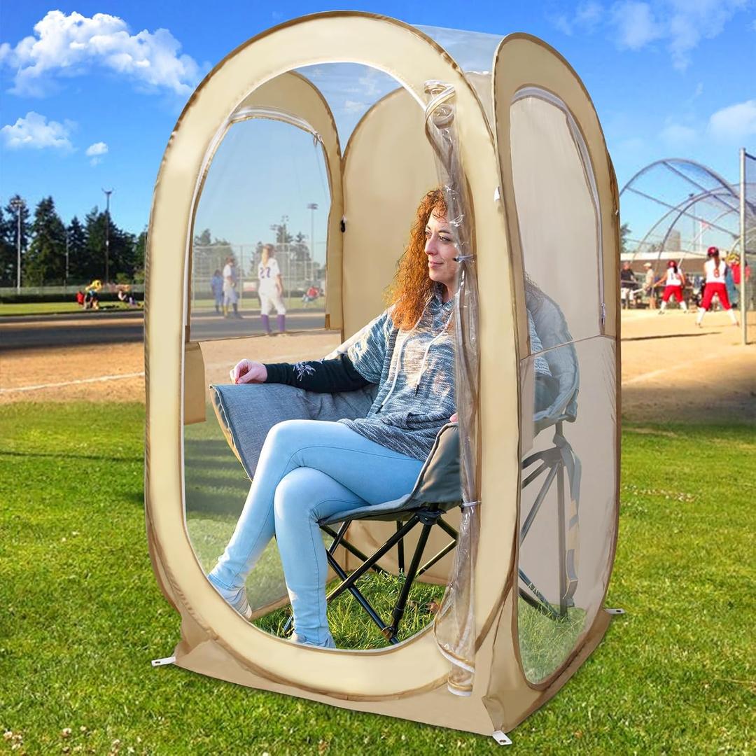 South to East Pop Up Weatherproof Sports Tent 1 Person, Ultra-Clear-View TPU, All Weather Shelter for Soccer, Watching Sports, Camping, Fishing