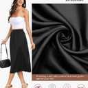 Vlazom Women's Satin Half Slip for Under Dress Long Underskirt Soft Under Slips for Women Under Dresses (Black, S)