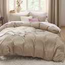 Bedsure Light Brown Duvet Cover Queen Size - 3 Pieces Prewashed Cotton-Like Extra Soft Bedding Set, Includes 1 Duvet Cover 90x90 Inches with Zipper Closure & 2 Pillow Shams, Comforter Not Included