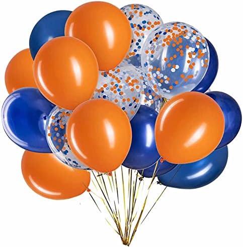 Blue, Confetti and Orange Balloons – Pack of 50, Great for Weddings Birthdays Bridal Shower Decorations Graduation Party Decorations Supplies 3 Style, 12 Inch