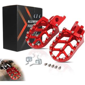 JFG RACING Dirt Bike Foot Pegs,CNC Rest Pedal Footpegs for CR125 CR250 02-11/CRF150R 07-24/CRF250R 04-24/CRF300L 21-24/CRF450R 02-24/CRF250X CRF450X CRF250RX CRF450RX CRF450RL CRF250L CRF1100L-Red (Medium)