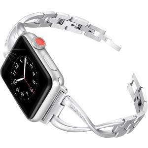 Secbolt Bands Compatible with Apple Watch Band 42mm(Series 3) 44mm 45mm 46mm 49mm Iwatch SE Series 11/ 10/ 9/ 8/ 7/ 6/ 5/ 4/ 3/ 2/ 1 Women Dressy Jewelry Metal Accessories Wristband Strap, Silver