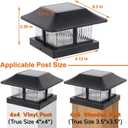 Dynaming 4x4 Solar Post Cap Lights Outdoor with 2 Color Modes, Fence Post Solar Lights Black Shell Brightness LED Lantern Lamps Waterproof for Garden Deck Patio, Fit 4x4 Wooden/Vinyl Posts, 6 Pack