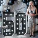Black Marquee Numbers 4 Feet Tall: Large 50th Birthday Decorations for Her Him 4FT Light Up Numbers White Anniversary Party Decor Big Backdrop Foam Cardboard Number 50