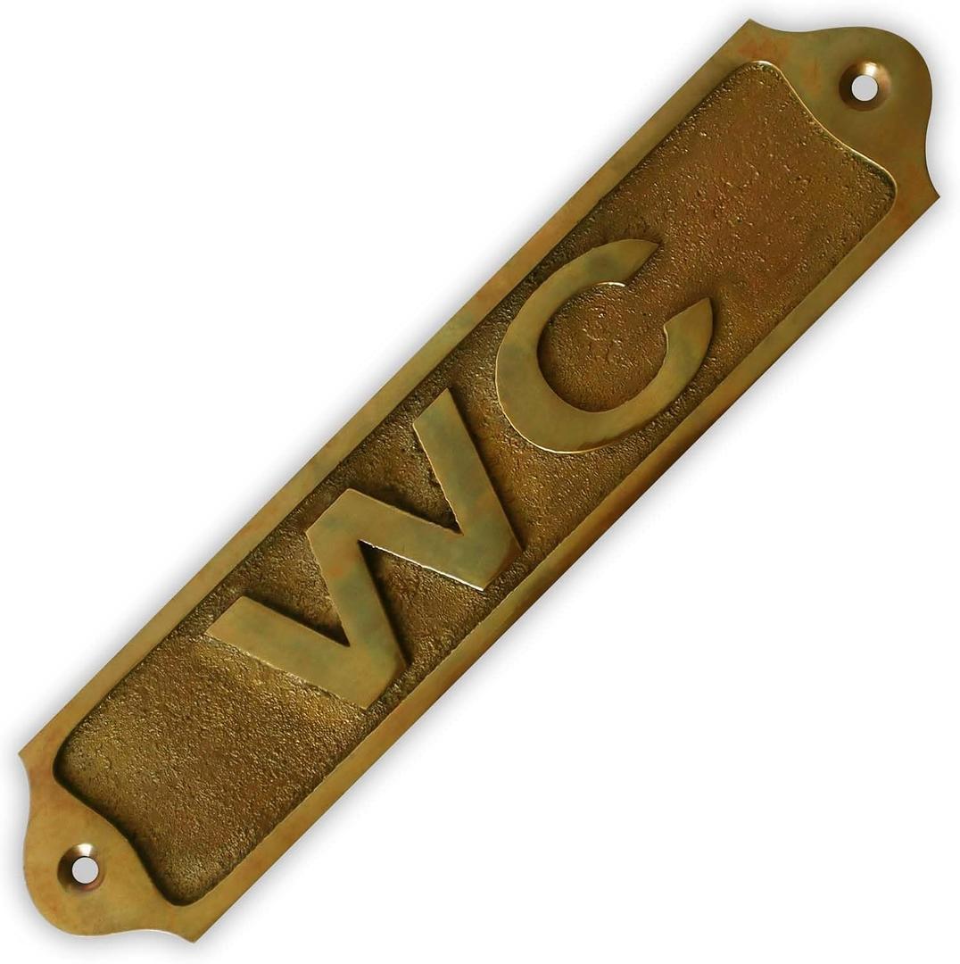 Sam Star Brass Door Sign Plaques - Antique Finish - Easy DIY Installation - Best Home Decor - Plaques for Gents, Ladies, Office, Laundry, Restroom, Push, Pull, Parking (WC)