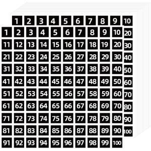 STARLIBOO 1 to 100 Consecutive Number Stickers, 0.4 inch Square Small Number Stickers Labels for Inventory, Storage, Organizing, Boxes, Bins, Toolbox, Locker (3000 Labels, Black)