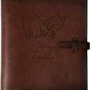 Photo Album 4x6 200 Photos, Genuine Leather Photo Albums with Writing Space with 30 Writing Paper, Travel Family Wedding Kids Graduation Ultrasound Baby Picture Album Scrapbook Photo Album Hold Hands