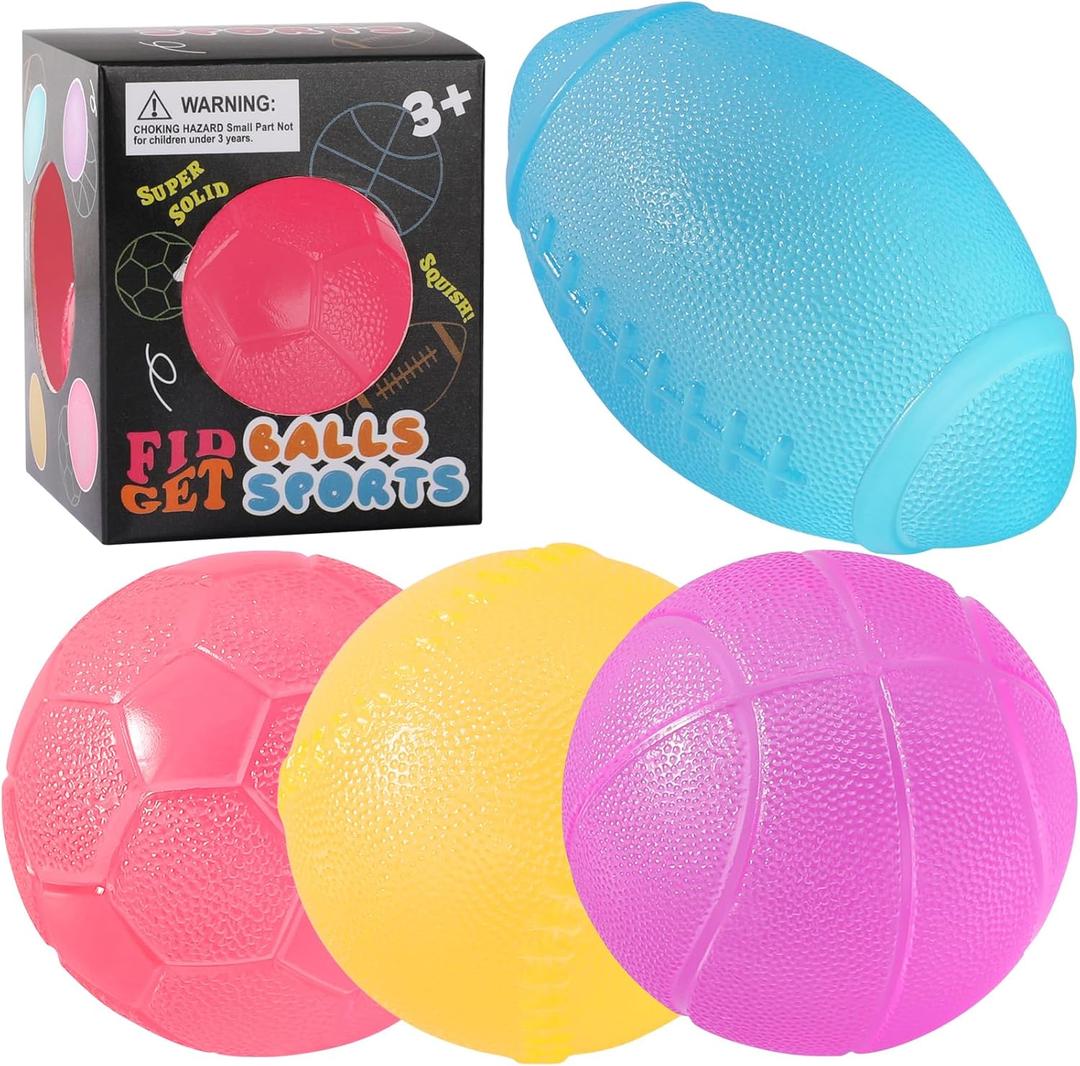 Fidget Toys Stress Balls for Kids & Adults - 4Pack Malt Sugar Squishy Fidget Toys, Slow Rise Gel Ball, Stretchy Squeeze Stress Relief Balls for Anxiety/Therapy/Classroom, Slow-Rise Sensory Toys