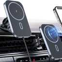 Mukiya for MagSafe Car Mount Charger, 360° Rotation Magnetic Wireless Charger for Car Vent/Dashboard, Supports Fast Charging, Compatible with iPhone 17/16/15/14/13/12 Series, 𝗡𝗢 𝗔𝗱𝗮𝗽𝘁𝗲𝗿