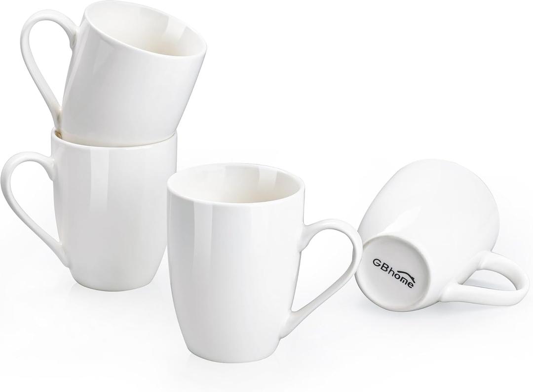 GBHOME 12 OZ Off White Coffee Mugs, Porcelain Bulk Coffee Mugs with Large Handle for Man, Woman, Light Weight Coffee Mugs for Latte/Cappuccino/Cocoa/Milk, Dishwasher & Microwave Safe (36 count)