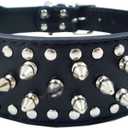 Dogs Kingdom Faux Leather Spiked Studded Dog Collar pet Collar Pitbull, Boxer Black L