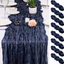 8 Pack Navy Blue Cheesecloth Table Runner 17x108 inch Boho Gauze Cheese Cloth Table Runners for Wedding Party Baby Bridal Shower Home Decor