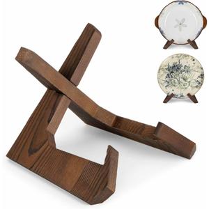 ANBOXIT Bowl Stands for Display, 6.5 Inch Plate Holder, Wooden Easel Frame Holder, Display Stand for Large Deep Platters and Dishes, 6.5" H x 9" W x 7.9" D (For Bowls under 5" in Depth)