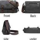 [Upgraded] Vintage Canvas Messenger Bag 13 15.6 17 inches Large Book Laptop Shoulder Bag Women Men New (Black, X-Large)