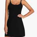 OVRUNS Women's Tennis Dress Built-in Bra & Shorts Exercise Workout Golf Athletic Dress with Pockets L