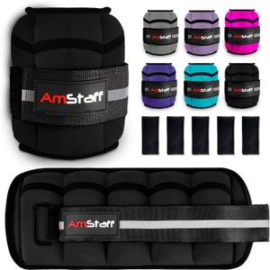 AmStaff Fitness Adjustable Ankle Weights 1 Pair 2 4 6 8 10 Lbs Leg Weight Straps for Strength Training, Walking, Jogging, Running, and Fitness Workouts 1-5 lbs Each Ankle, 10 lbs Pair Set