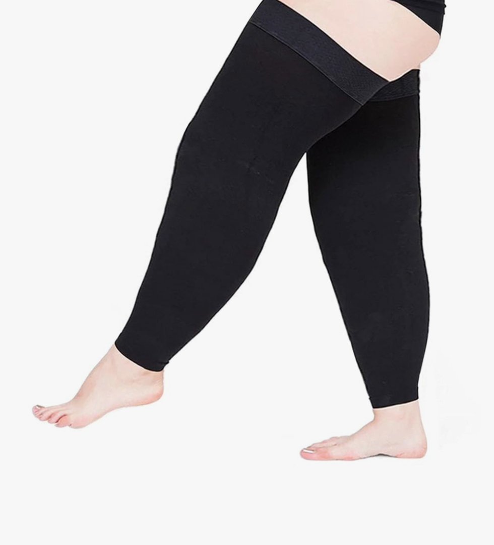 Runee Wide Leg Thigh Compression Stocking - 20-30mmHg Compression For People With Wide Calfs And Thigh (Black)