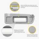 Right Passenger Side Gray Sun Visor Fit for Honda 2006-2011 Civic EX LX Sedan SI Coupe, Sunvisor Replacement for 83230-SNA-A01ZA, with Makeup Mirror and Without Light