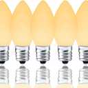 25 Pack C7 Warm White LED Replacement Bulbs  Dimmable White LED Lights Bulbs Decoration, 0.72W Indoor Outdoor Christmas Waterproof Bulbs, Warm Night Light, E12 Candelabra Base, IP:65