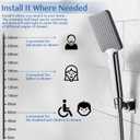 YDmeet Shower Head Holder, Adjustable Handheld Brass Shower Head Bracket, Wall Mount Holder, Drill Free Glue Installation (Polished Chrome)