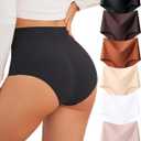 FINETOO Seamless Underwear for Women High Waisted Womens Underwear Cheeky Bikini No Show Briefs Ladies Panties 6 Pack (Medium, 6 Pack(Black*1 Brown*1 Orange*1 Nude*1 White*1 Light Khaki*1))