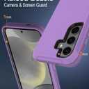 for Samsung Galaxy S24 Case, with Screen Protector, Port Protection, Full-Body Non-Slip Silicone Rubber Covered, 3-Layer Combo Drop-Proof Cover Phone Case for S24 5G(2024), Black/Purple