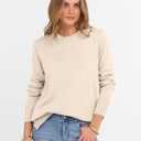 ANRABESS Sweaters for Women 2025 Fall Long Sleeve Crewneck Knit Casual Loose Side Button Basic Pullover Tops Trendy Outfits (Beige, XL)