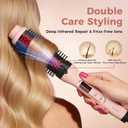Infrared Thermal Brush, Dual Voltage Negative Ions Heated Round Brush, 1 1/2 Inch Straightener & Curling Iron Brush 2 in 5, Dual PTC Non-Blowing Thermal Round for Wome, Rose Pink