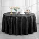 Pufogu 50" Round Black Sequin Tablecloth Glitter Black Table Cloths for Birthday Wedding Bridal Baby Shower Party Decorations