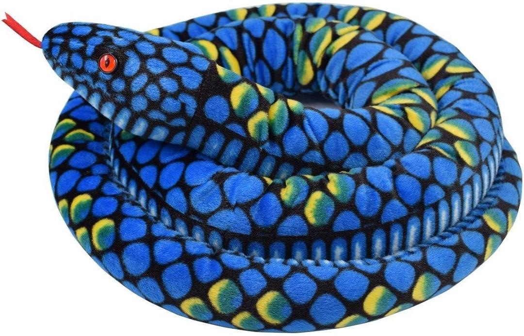 Giant Plush Snake Stuffed Animal Toy, Birthday Gift for Boys & Girls (Blue, 110 Inch)