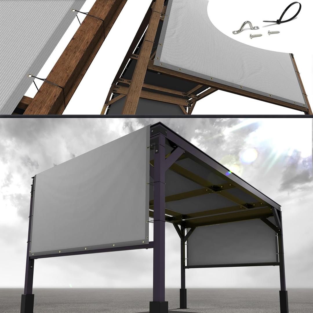 Royal Shade 10' x 10' Grey Pergola Sun Shade Canopy Replacement Cover UPF50, Commercial Grade 260 GSM Cloth for Outdoor Patio Garden Backyard (We Make Custom Size)