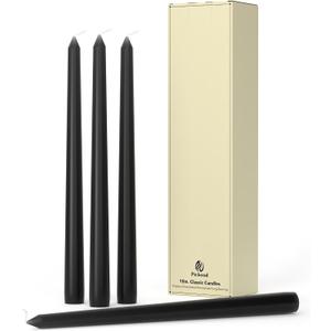 10-Inch Tall Dripless Taper Candles Set of 4 - Black Tapered Candles, Perfect for Halloween - Smokeless, Unscented, Long Burning - Hand Poured, Colored Tall Candlesticks - negras