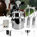 2026 Upgrade 14L Cow Milking Machine, Continuously Adjustable Suction Pulsation Vacuum Electric Milker, Portable Livstock Milking Machine with Stainless Bucket(US Plug)(14L Cow)