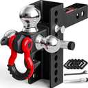 TYT Heavy-Duty Trailer Hitch Tri-Ball Mount,Fits 2-in Receiver (Tri Ball with Hook&Shackle)