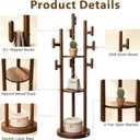 Rotary Coat Rack Freestanding - Solid Wood Coat Tree with 9 hooks & 3 Storage Shelves for Purse, Bag, Jacket, Hat, Corner Hanger Stand Racks for Hall, Entryway, Office, Modern Clothes Holder
