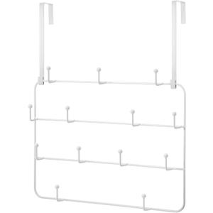 Over The Door Hooks Hanger Rack Multi Use Metal Over The Door Hook Stainless Steel Rustproof Hanger for Coats Hats Robes Clothes Towels(White,1 Set)