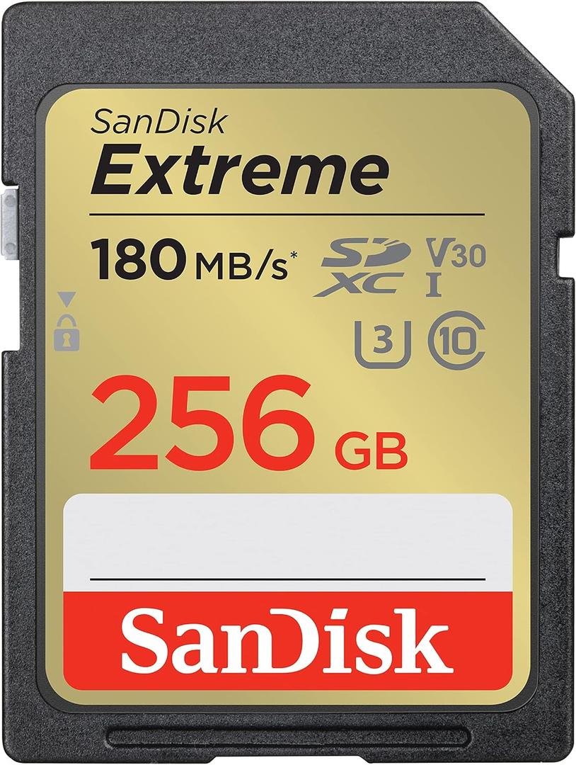 SANDISK 256GB Extreme SDXC UHS-I Memory Card - C10, U3, V30, 4K, UHD, SD Card - SDSDXVV-256G-GNCIN, Old Version 